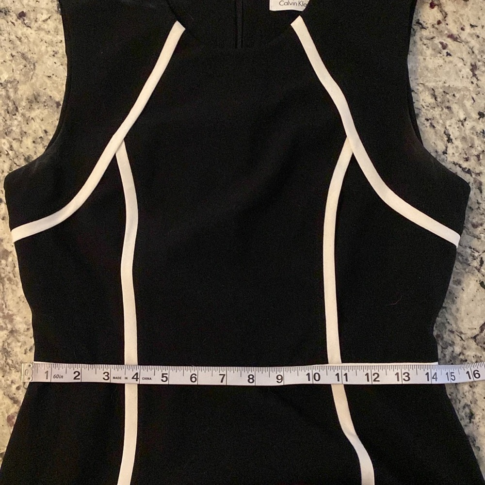 Calvin Klein black white frame trim sleeveless sheath dress 4 - Picture 9 of 9